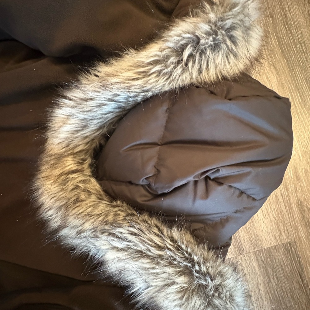 Eddie Bauer Dark Brown Puffer with Fur Trim - Never Worn